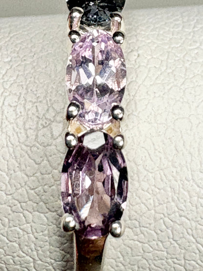 Multi Color Spinel Band Ring Sterling Silver size 7
