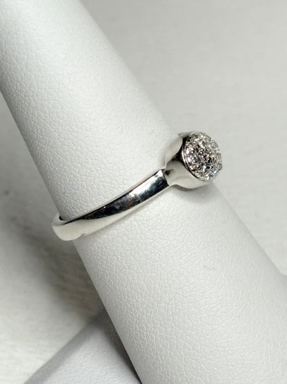 Monica Vinader sterling silver ring with pave diamonds.