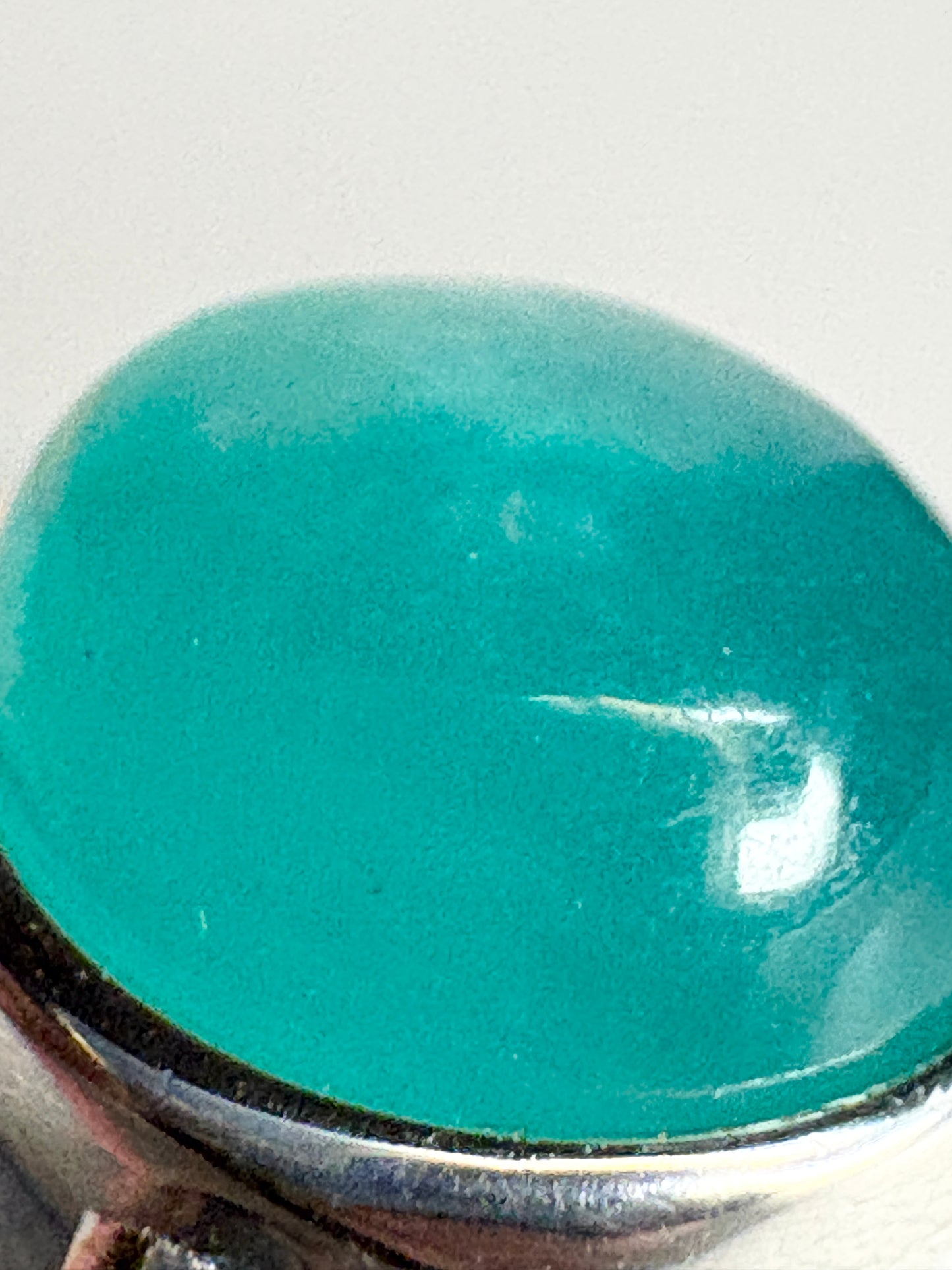 Peruvian Untreated Amazonite Bezel Set Ring Sterling Silver size 7