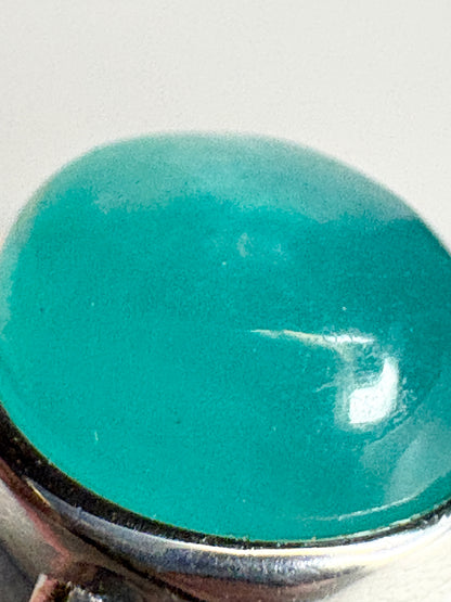 Peruvian Untreated Amazonite Bezel Set Ring Sterling Silver size 7
