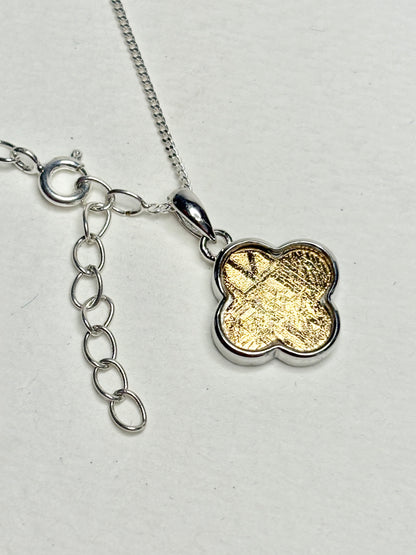 Genuine Gold Plated Meteorite Slice From Sweden in Sterling Silver Adjustable Chain 18-19"