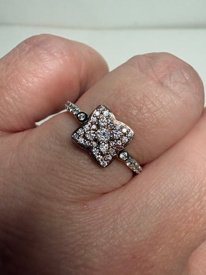 Natural Pink and White Angolan Type lla Diamond Ring 9k Rose Gold size 7