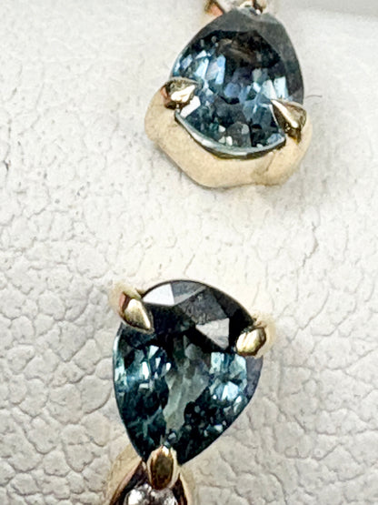 Sapphire and White Zircon Open Band Ring 9k Gold size 7