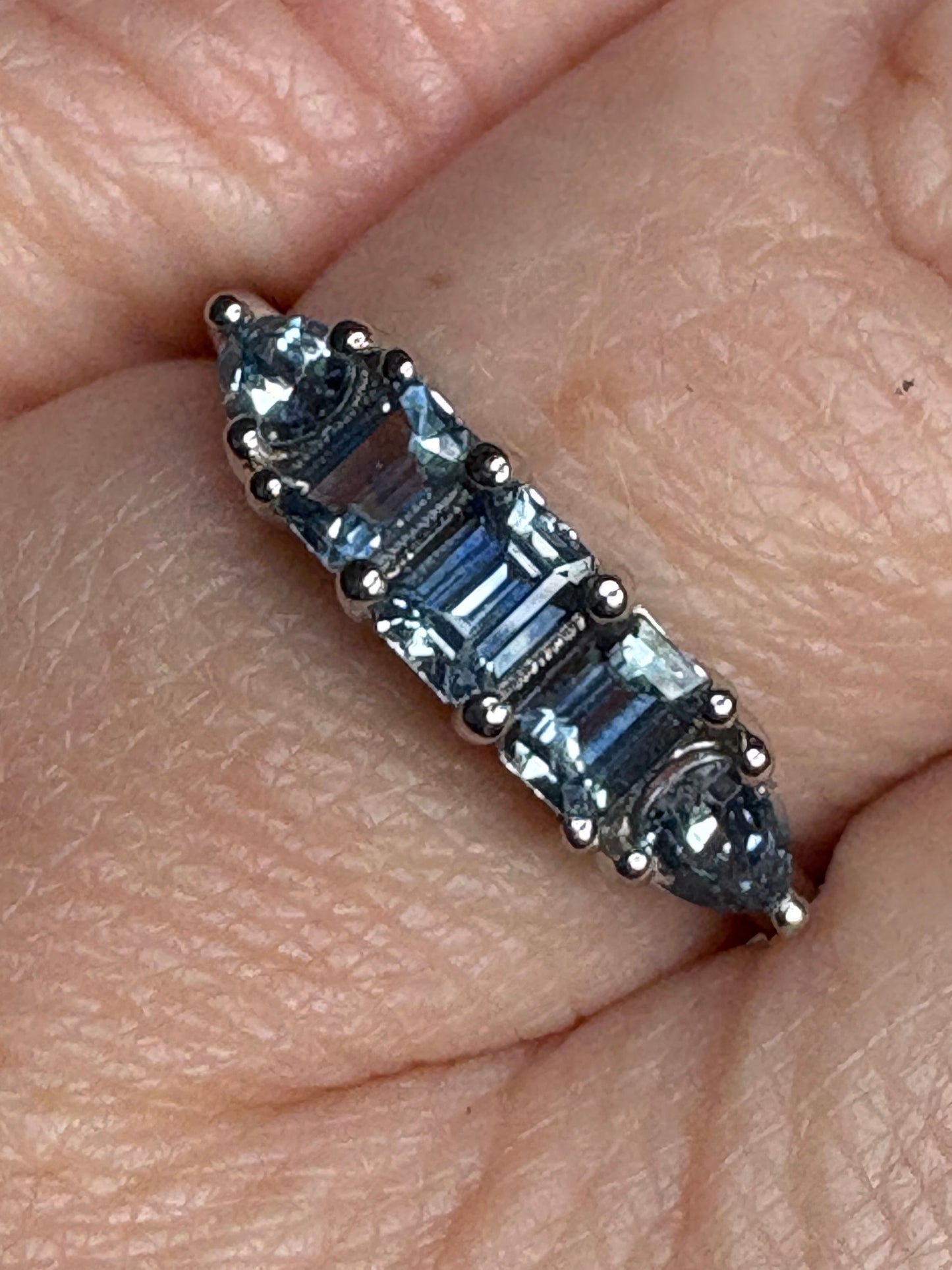 Untreated Montana Sapphire Band Ring 950 Platinum size 7