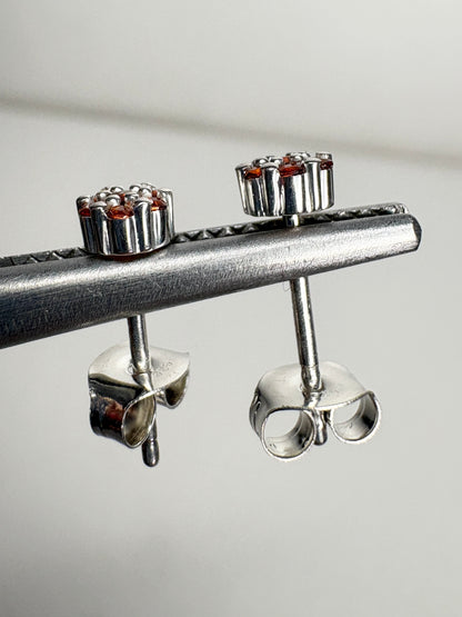 Arizona Anthill Garnet Cluster Stud Earrings Sterling Silver 4.3mm