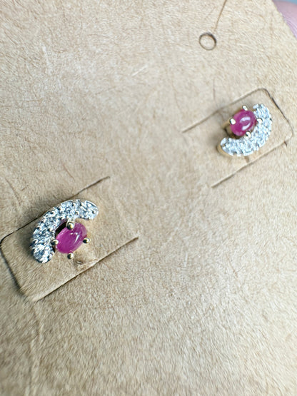 Greenland Ruby and Canadian Diamond Stud Earrings 9k Gold