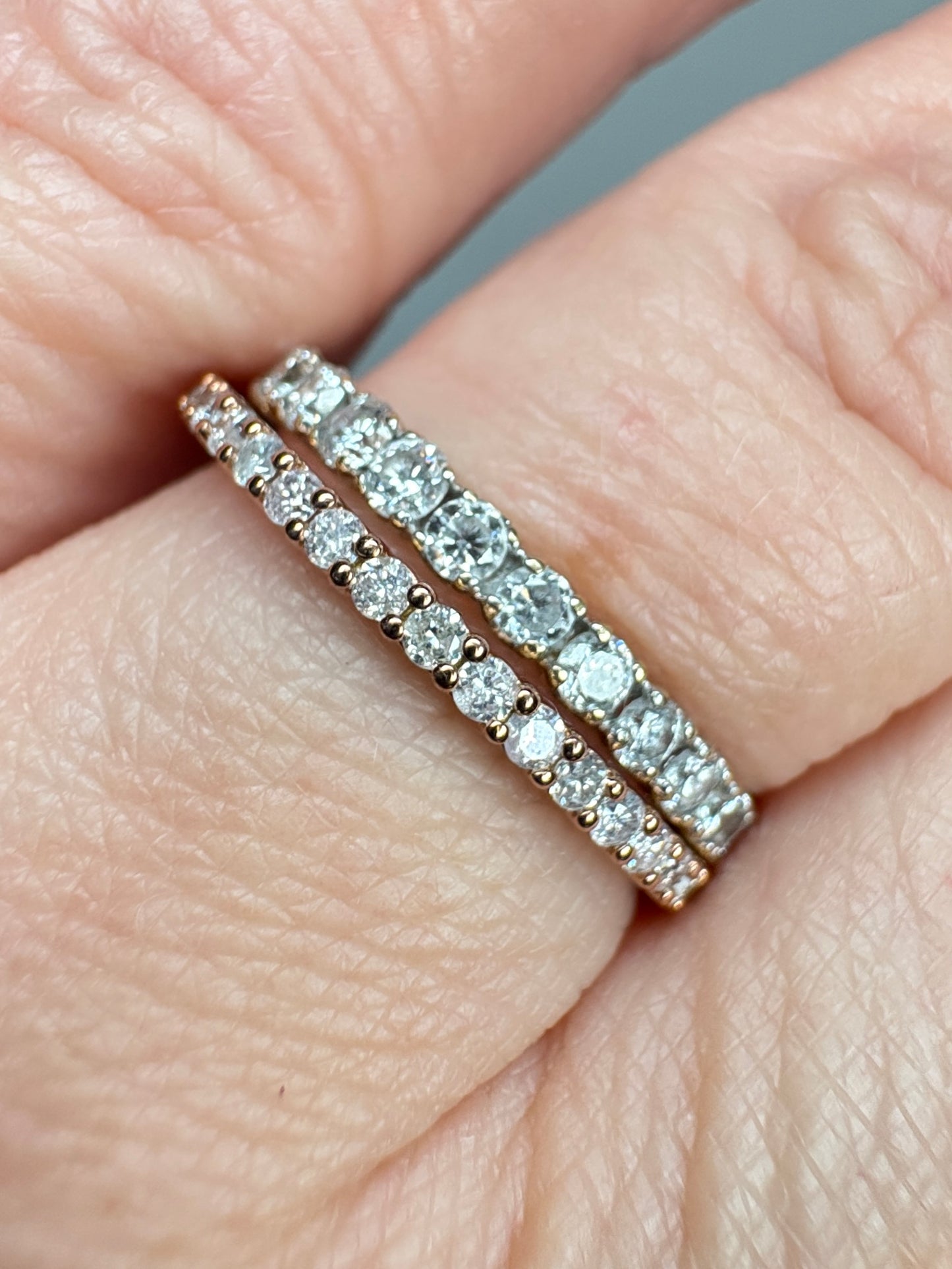 Natural Faint to Very Light Natural Pink Diamond Stackable Full Eternity Band Ring 9k Rose Gold size 8