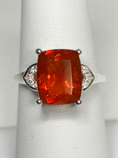 Large Oregon Fire Opal Ring in Sterling Silver size 7