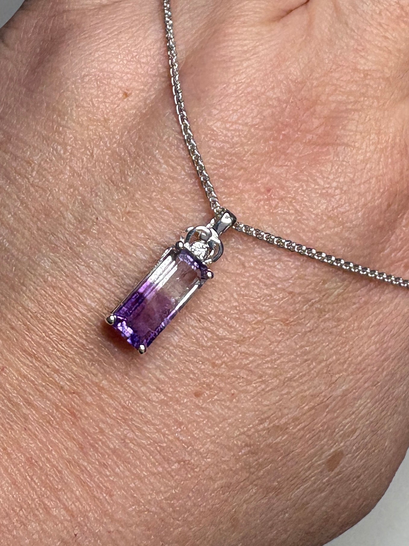 Moroccan BiColor Amethyst Quartz Pendant Adjustable Bolo Wheat Necklace 24" Sterling Silver