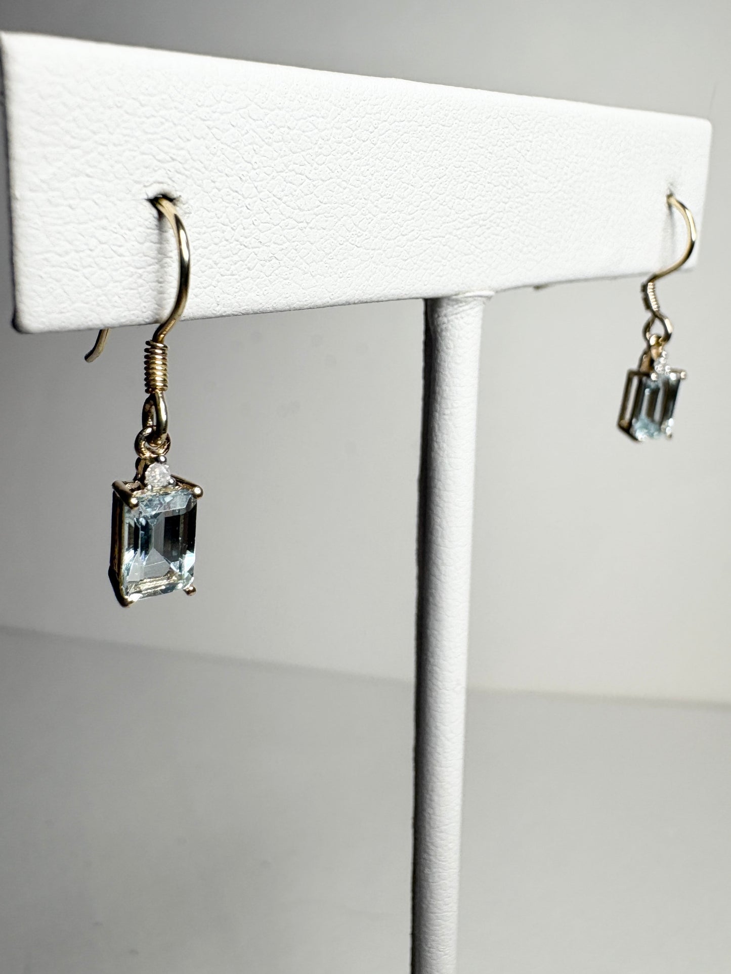 Aquamarine Dainty Dangle Drop Earrings in Solid 9k Gold