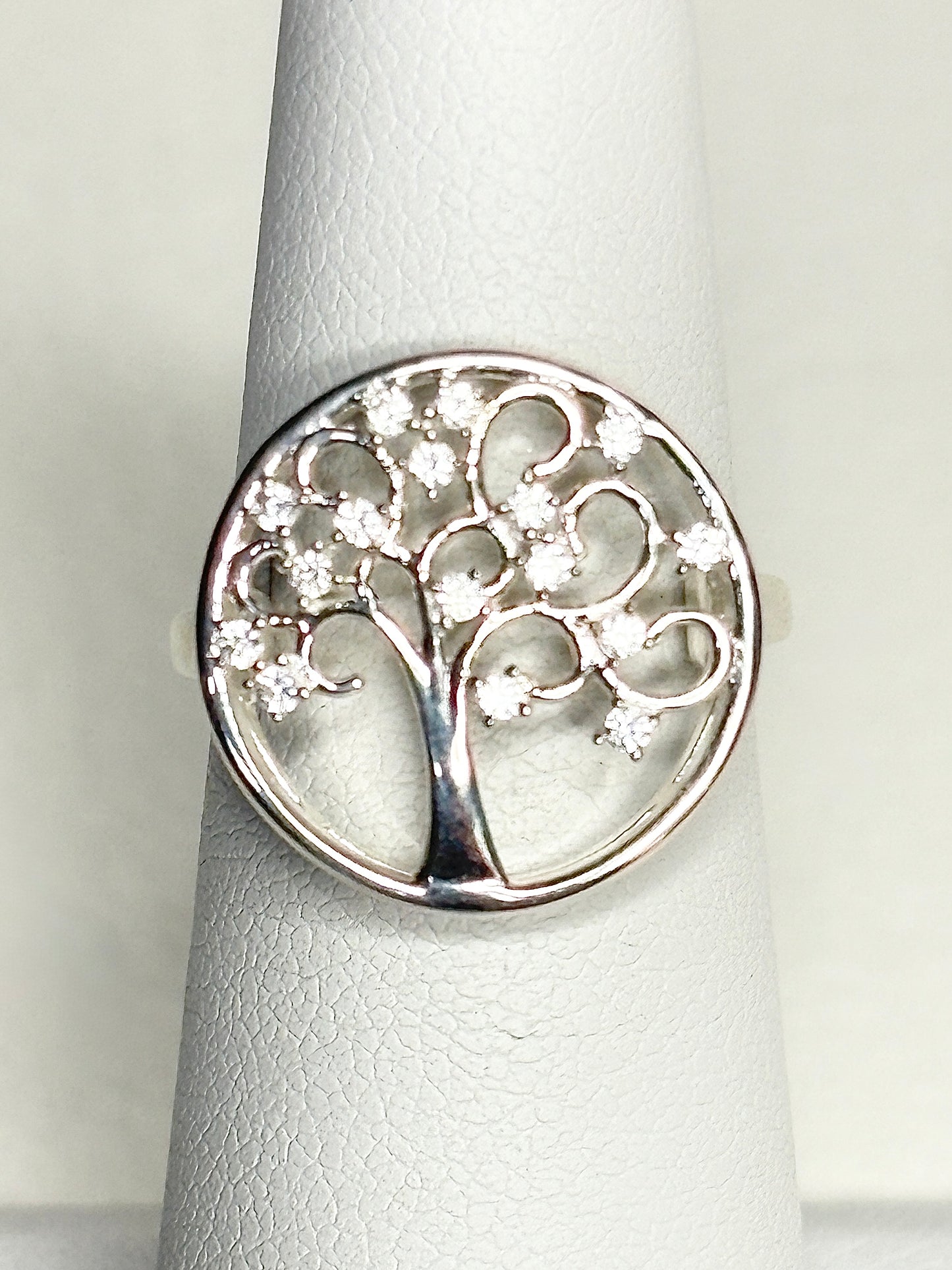 Tree of Life Ring with Natural Zircon Sterling Silver size 5