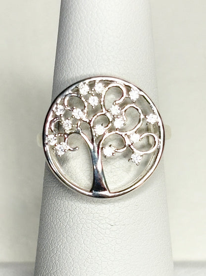 Tree of Life Ring with Natural Zircon Sterling Silver size 5
