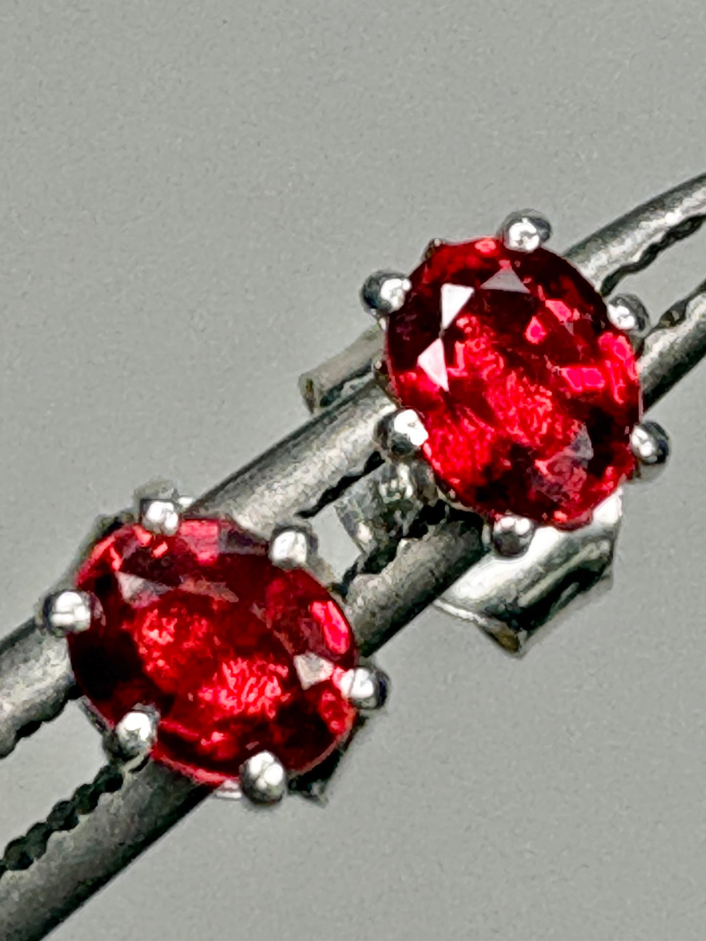Natural Red Sapphire Stud Earrings Sterling Silver 4x3mm