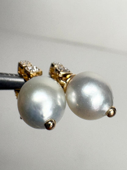 South Sea Drop Earrings Solid 9k Gold 8-9mm