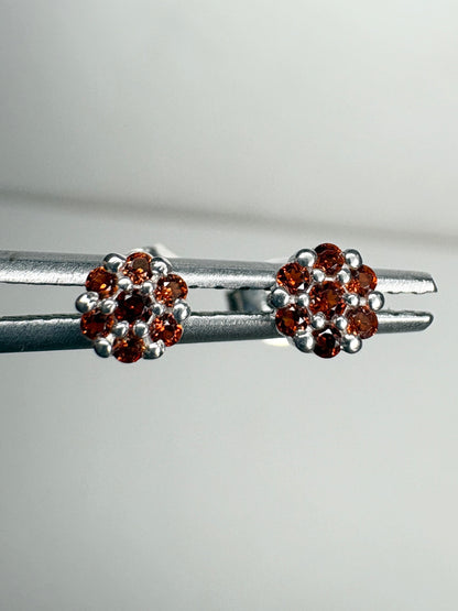 Arizona Anthill Garnet Cluster Stud Earrings Sterling Silver 4.3mm