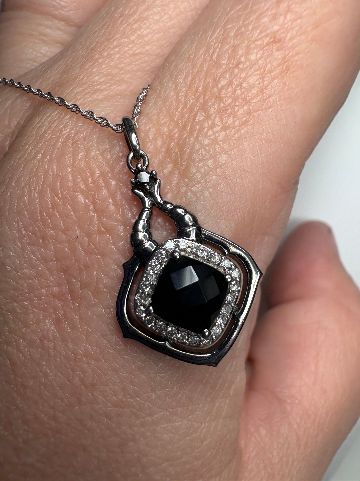 Disney Enchanted Villain Diamond and Spinel Halo Pendant Necklace Sterling Silver 18"