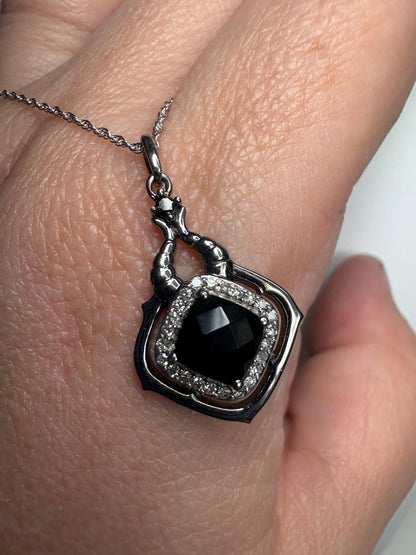Disney Enchanted Villain Diamond and Spinel Halo Pendant Necklace Sterling Silver 18"