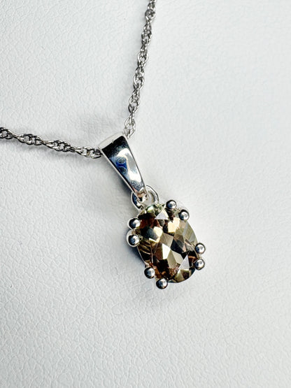Bi Color Oregon Sunstone Solitaire Pendant Necklace Sterling Silver 18"