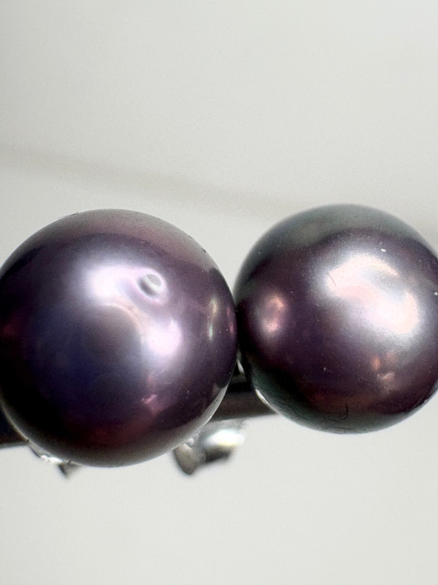 Naturally Purple Freshwater Cultured Pearl Studs Sterling Silver 7mm