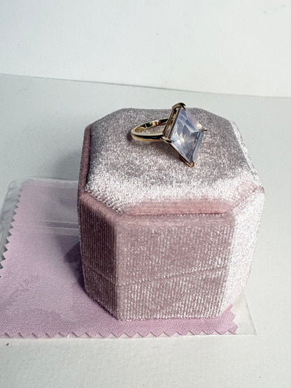Lavender Quartz Fancy Cut Kite Shaped Solitaire Ring in 9k Gold size 7