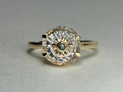 Lehrer Iris Untreated Montana Sapphire Fancy Quartz Ring 9k Gold size 7