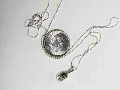 Teal Green Oregon Sunstone Solitaire Pendant Necklace Sterling Silver