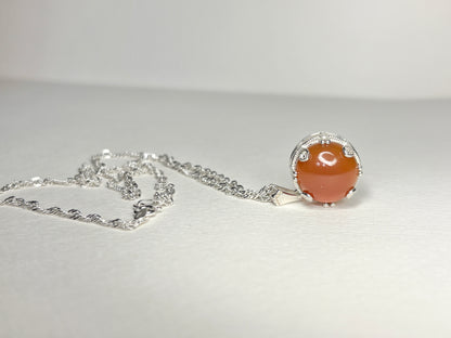 Oregon Honey Fire Opal Pendant Necklace Sterling Silver 18" 9.4g.