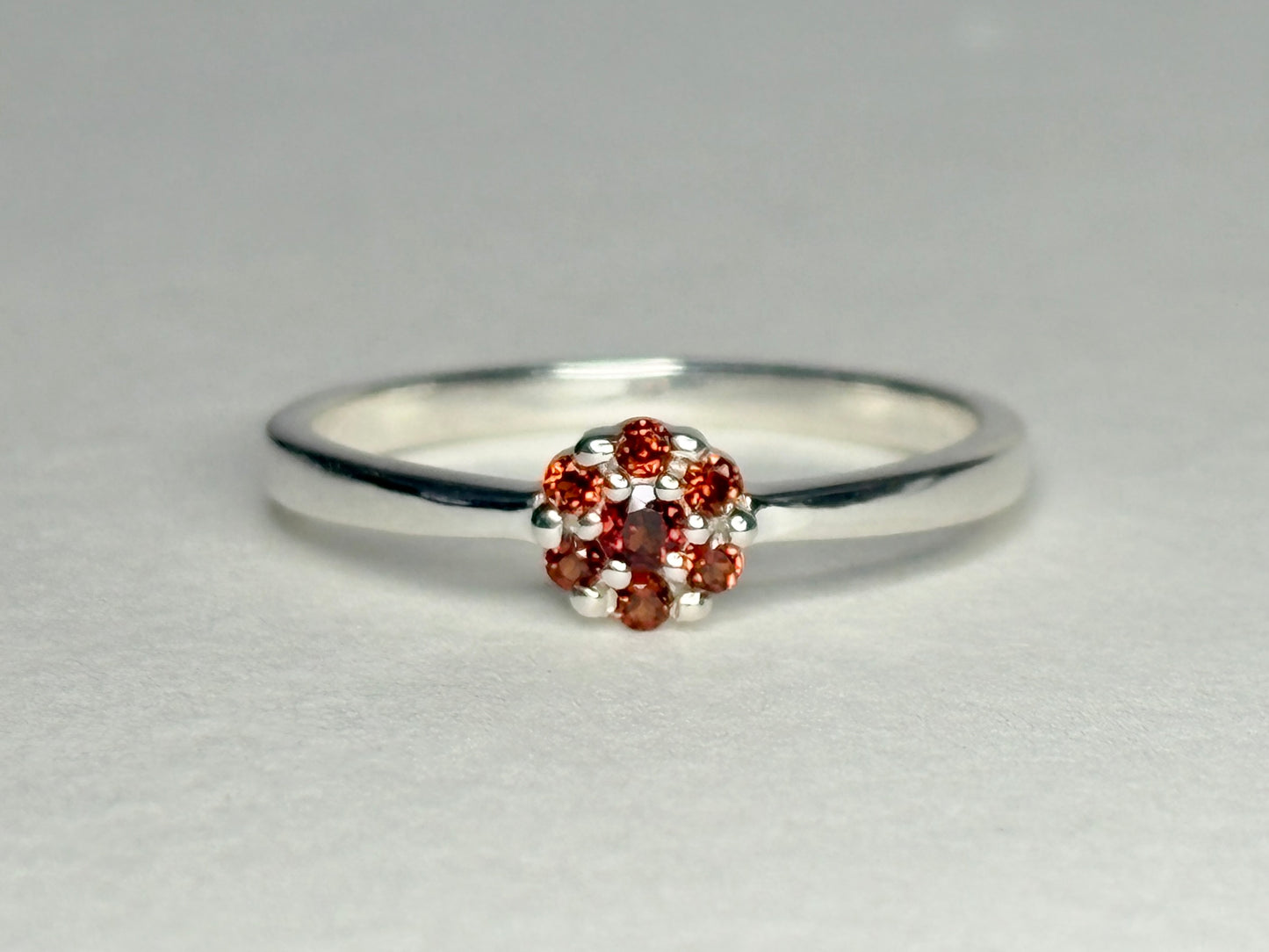 Arizona Anthill Garnet Cluster Ring Sterling Silver 5.52mm