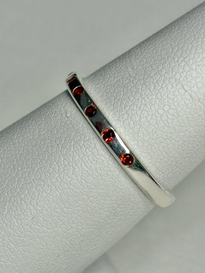 Arizona Anthill Garnet Stackable Band Ring Sterling Silver Flush Set size 7
