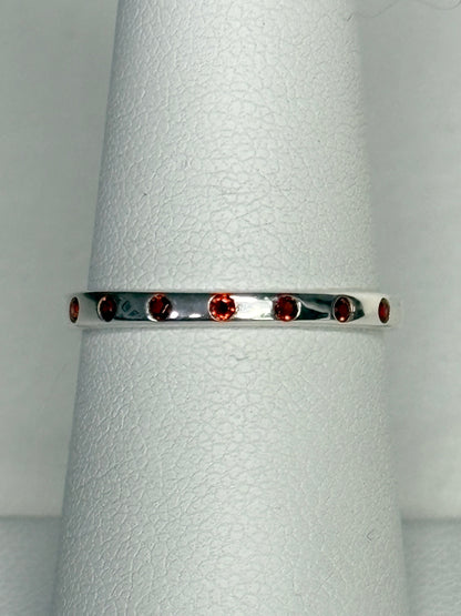 Arizona Anthill Garnet Stackable Band Ring Sterling Silver Flush Set size 7