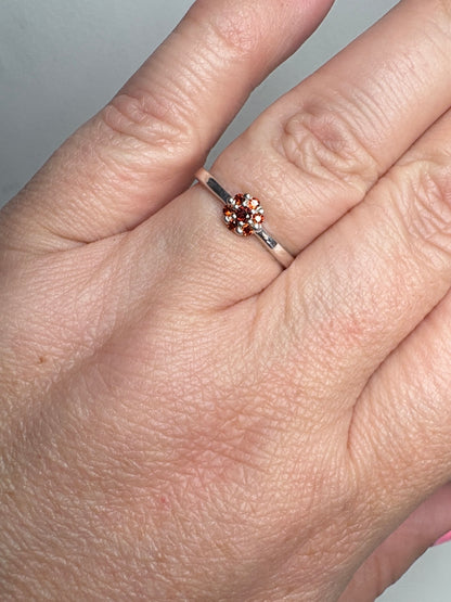 Arizona Anthill Garnet Cluster Ring Sterling Silver 5.52mm