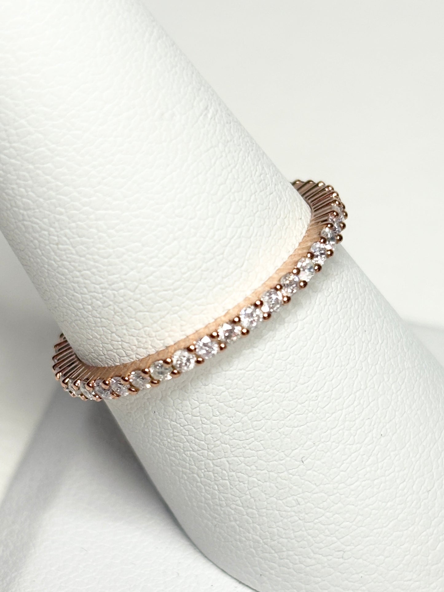 Natural Faint to Very Light Natural Pink Diamond Stackable Full Eternity Band Ring 9k Rose Gold size 8
