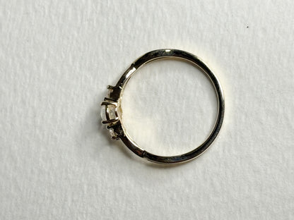Fine Rainbow Moonstone and Diamond Ring 9k Gold size 8