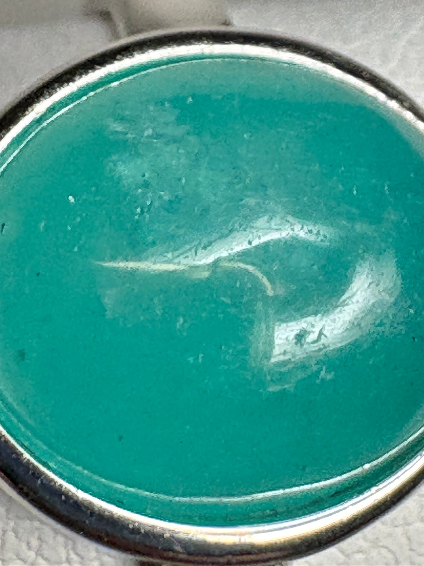 Peruvian Untreated Amazonite Bezel Set Ring Sterling Silver size 7