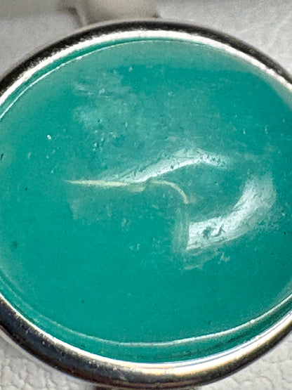 Peruvian Untreated Amazonite Bezel Set Ring Sterling Silver size 7