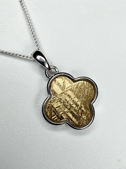 Genuine Gold Plated Meteorite Slice From Sweden in Sterling Silver Adjustable Chain 18-19"