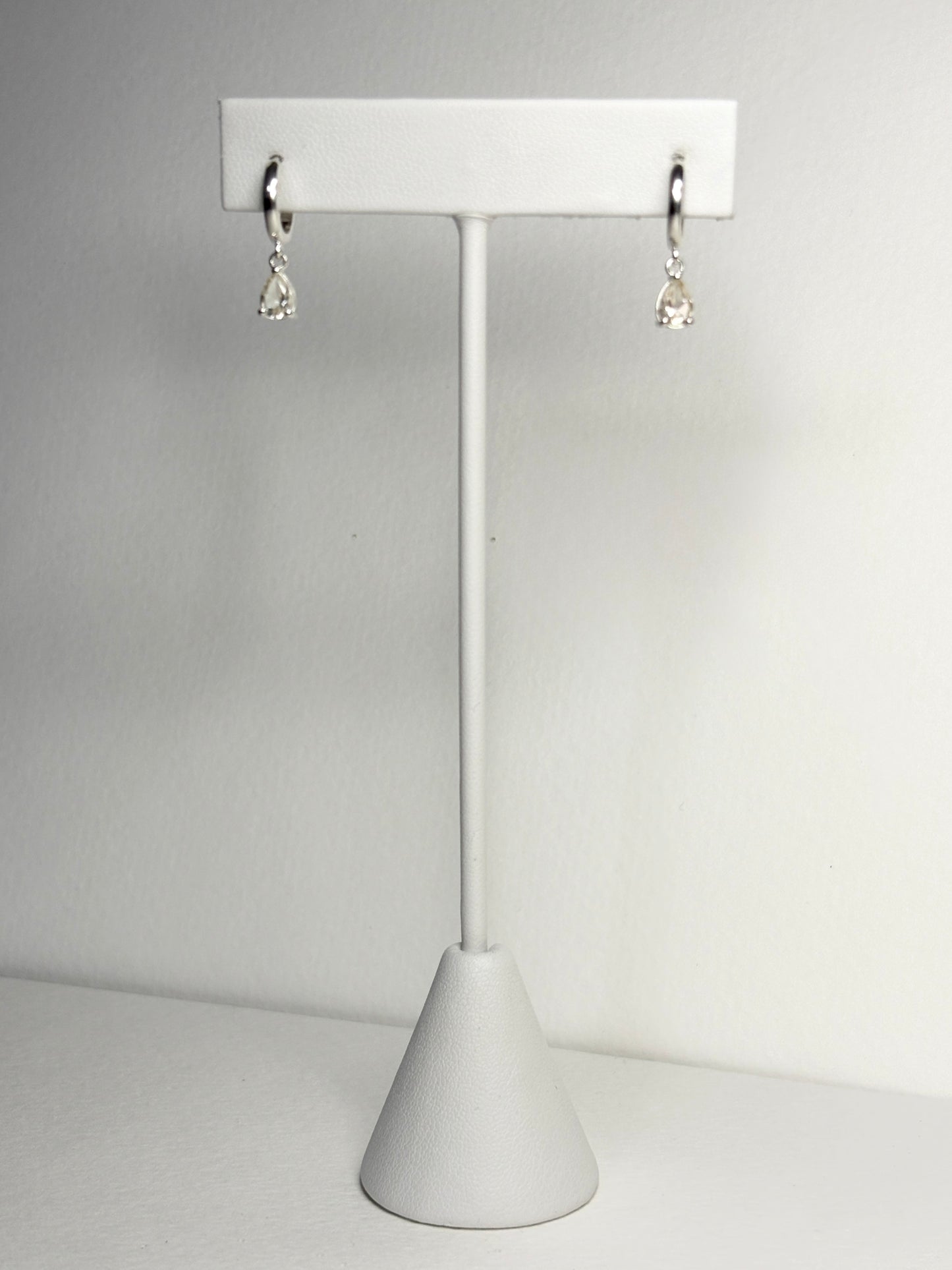 Oregon Sunstone Yellow Pear Dangle Drop Hoop Earrings Sterling Silver