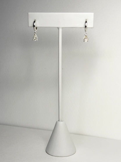 Oregon Sunstone Yellow Pear Dangle Drop Hoop Earrings Sterling Silver