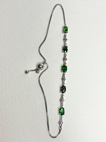 Chrome Diopside Adjustable Bolo Bracelet in Sterling Silver