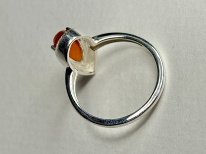 Oregon Fire Opal Cabochon Teardrop Ring Sterling Silver size 7