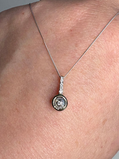 Lehrer Bicolor Montana Sapphire and Diamond Iris Pendant Necklace 2 Tone 9k Gold
