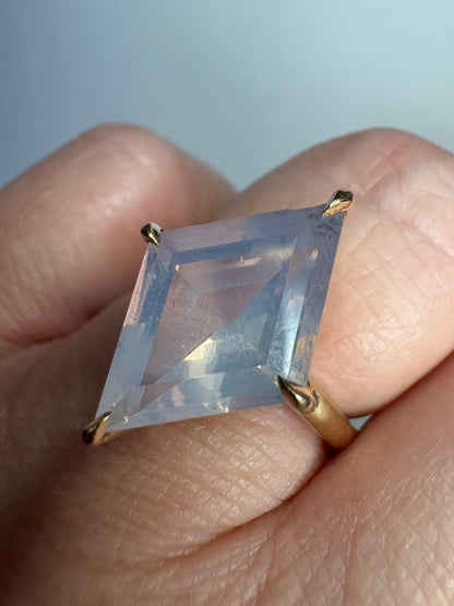 Lavender Quartz Fancy Cut Kite Shaped Solitaire Ring in 9k Gold size 7