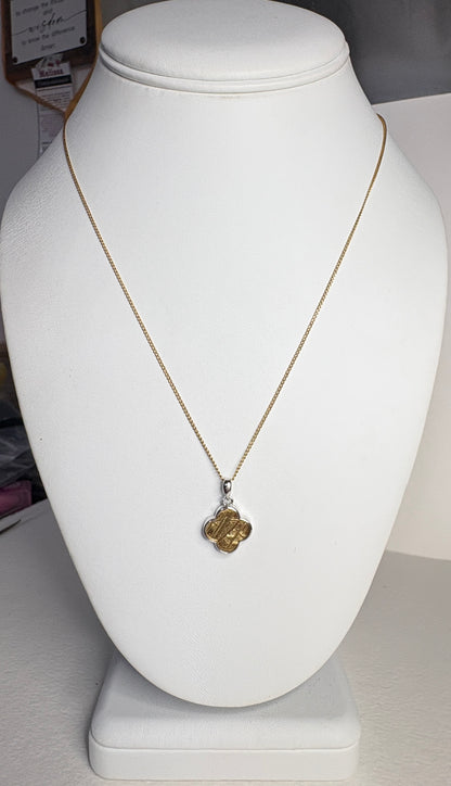 Genuine Gold Plated Meteorite Slice From Sweden in Sterling Silver with GF Chain 18"
