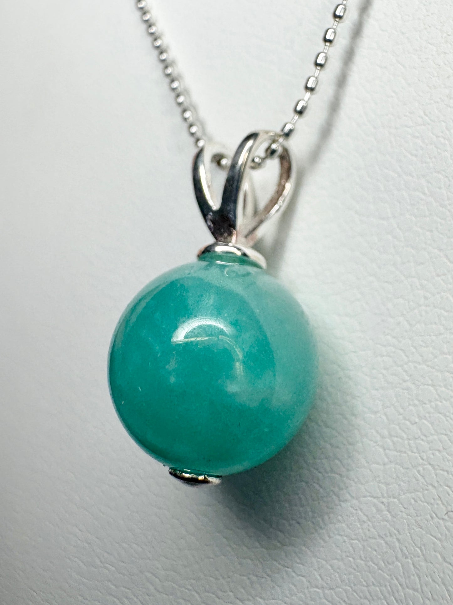 Brazilian Unheated Amazonite Bead Pendant Necklace Sterling Silver Ball Chain 18" (Copy)
