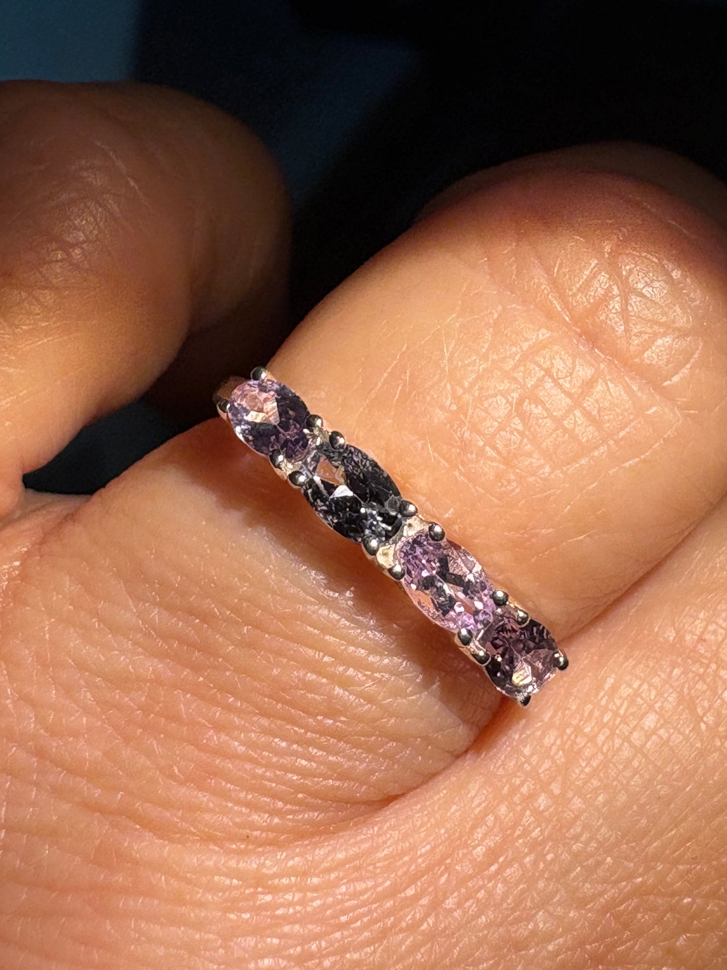 Multi Color Spinel Band Ring Sterling Silver size 7