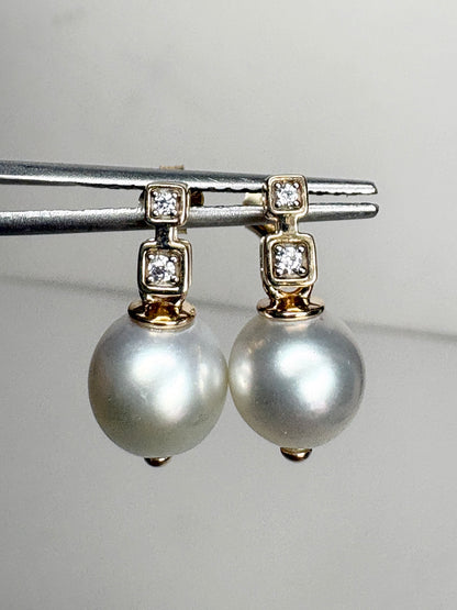 South Sea Drop Earrings Solid 9k Gold 8-9mm