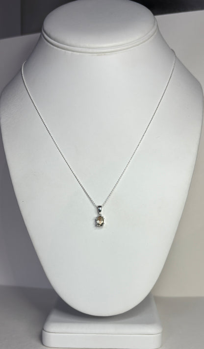 Bi Color Oregon Sunstone Solitaire Pendant Necklace Sterling Silver 18" (Copy)