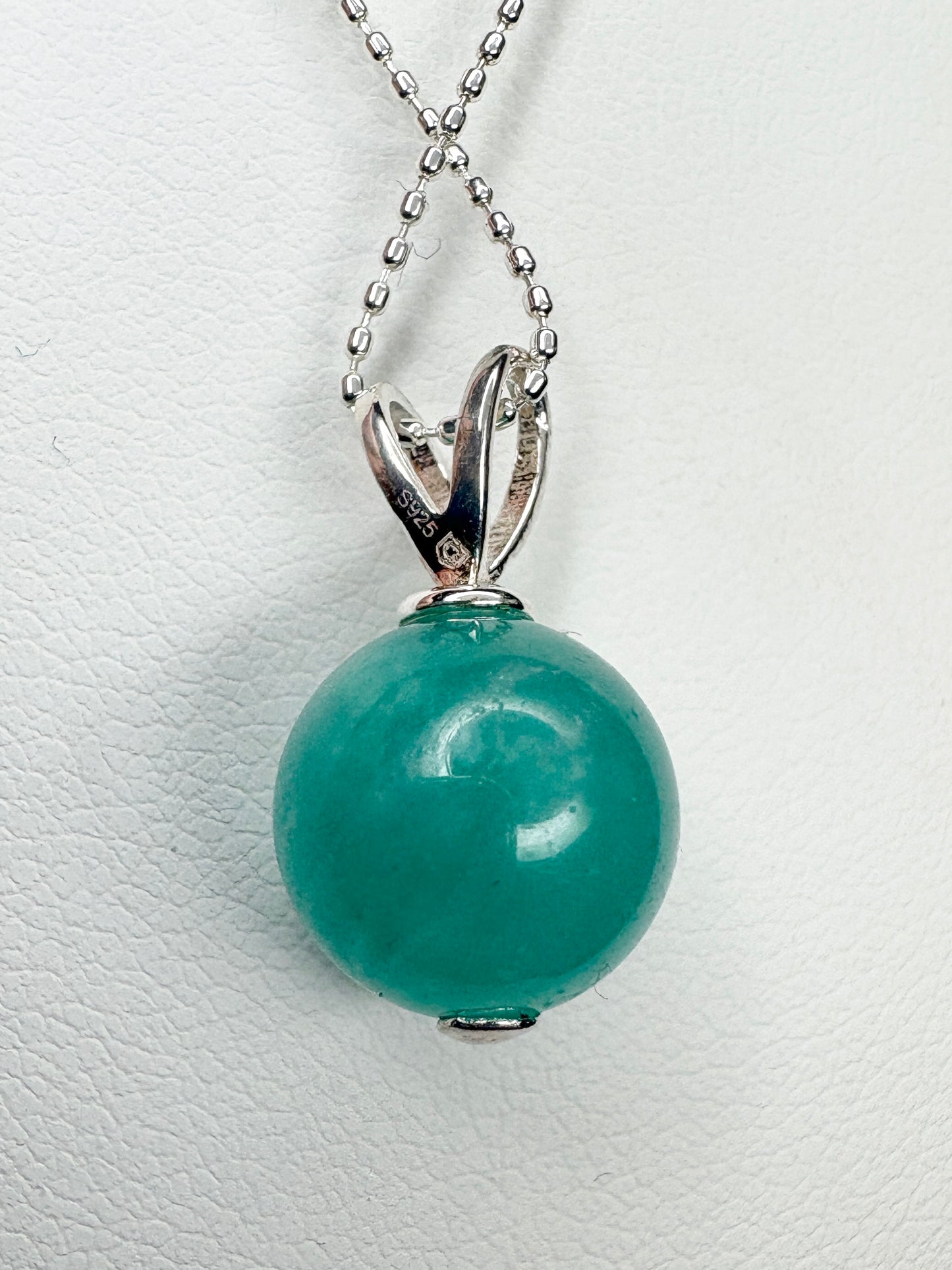 Brazilian Unheated Amazonite Bead Pendant Necklace Sterling Silver Ball Chain 18" (Copy)