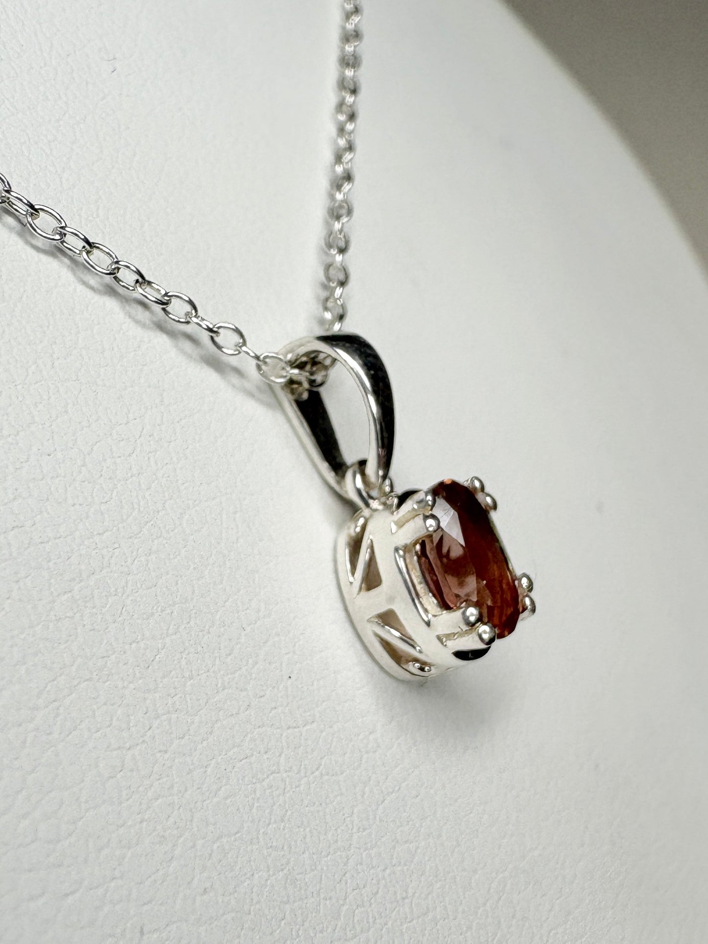 Reddish Brown Oregon Sunstone Solitaire Pendant Necklace Sterling Silver