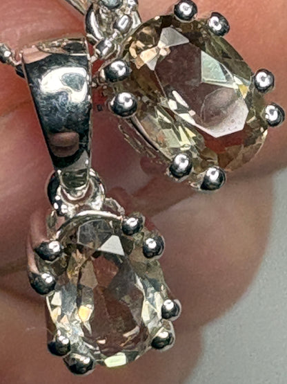 Bi Color Oregon Sunstone Solitaire Pendant Necklace Sterling Silver 18" (Copy)